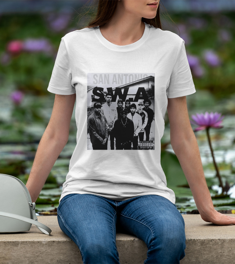 San Antonio Swa Paradvisory Explicit Content 210 Spurs Black And White Group T-Shirt