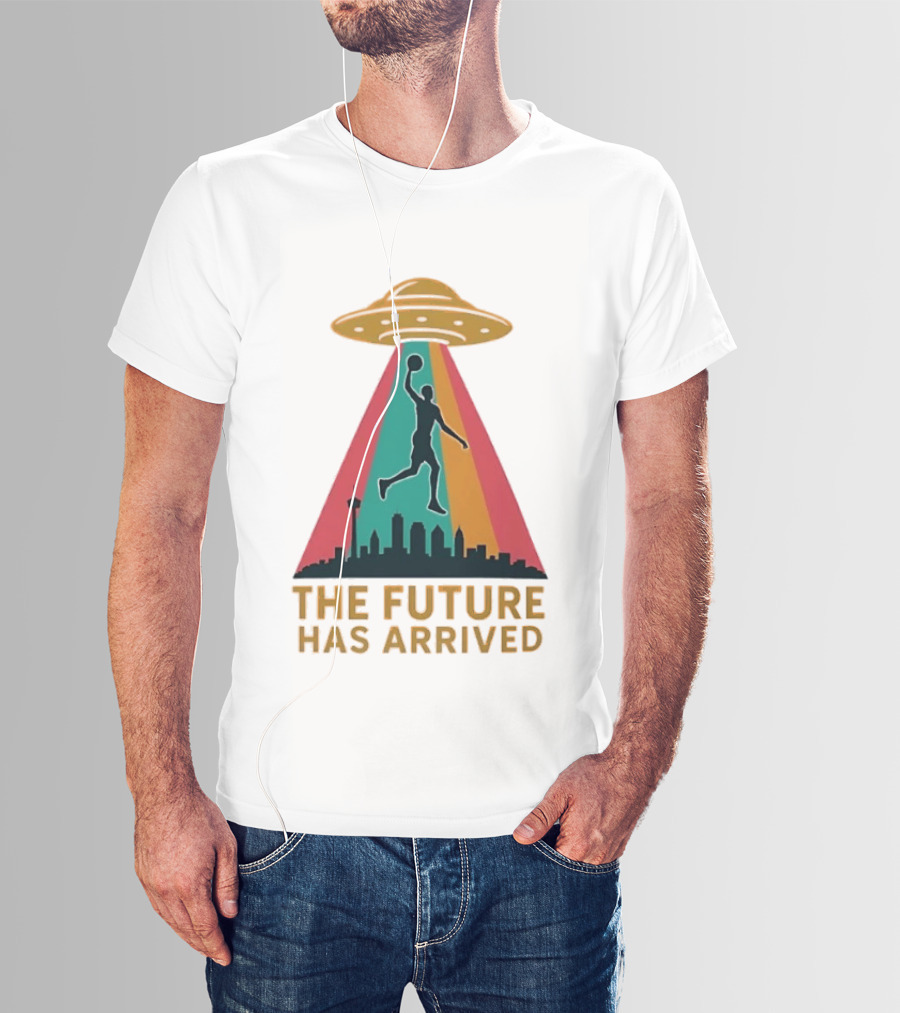 Victor Wembanyama San Antonio Spurs NBA The Future Has Arrived UFO Skyline T-Shirt