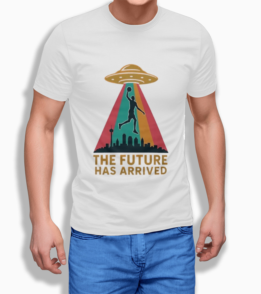 Victor Wembanyama San Antonio Spurs NBA The Future Has Arrived UFO Skyline T-Shirt