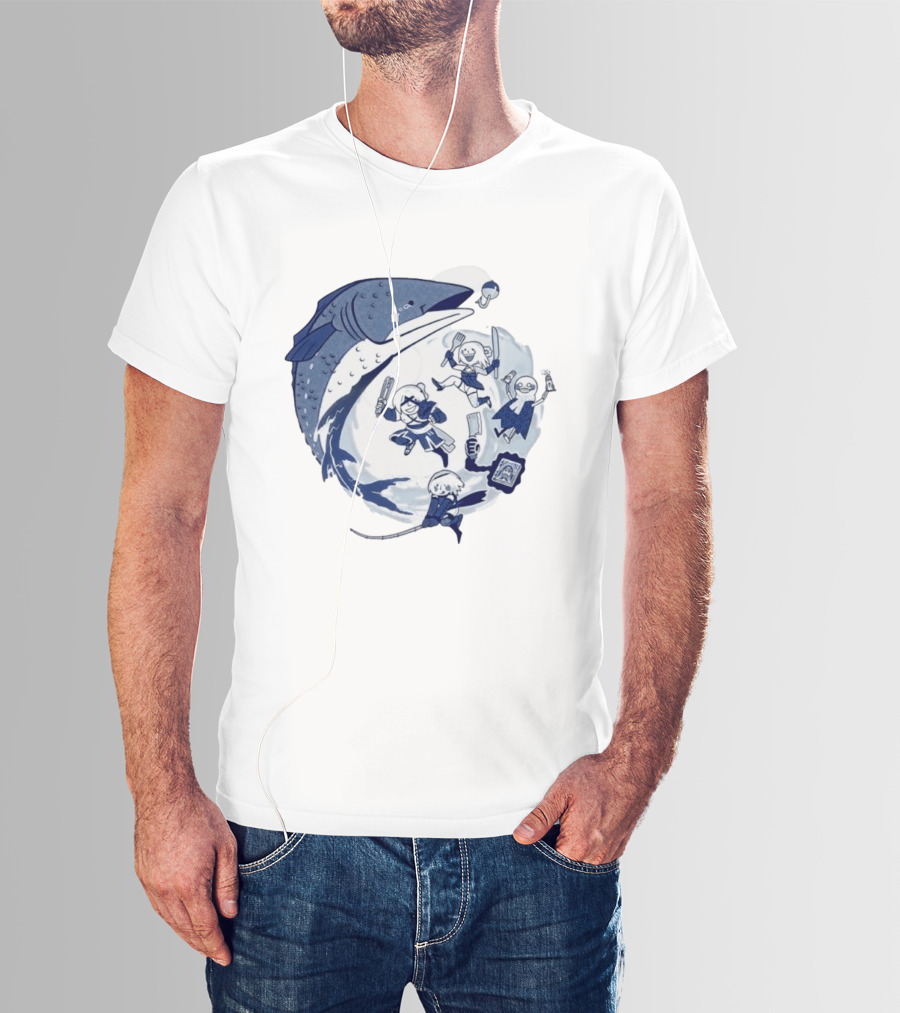 NieR Automata 2B Fishing Cooking Game Characters Wave T-Shirt