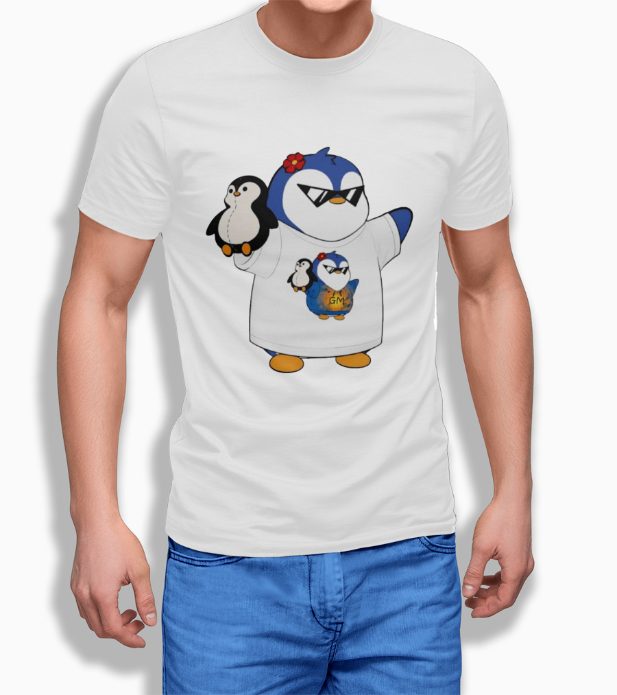 GM Penguin Sunglasses Flower Holding Plush Smaller GM Penguin T-Shirt
