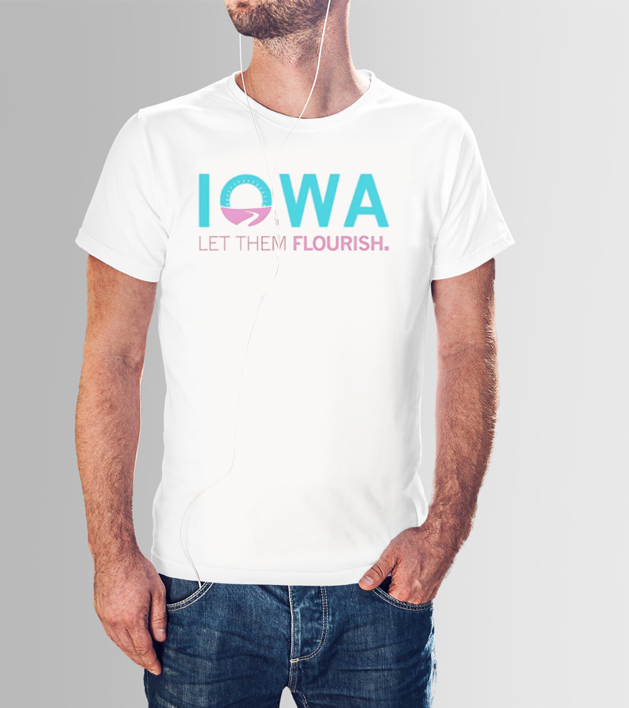 Iowa Let Them Flourish Pink Blue Circular Arrow T-Shirt