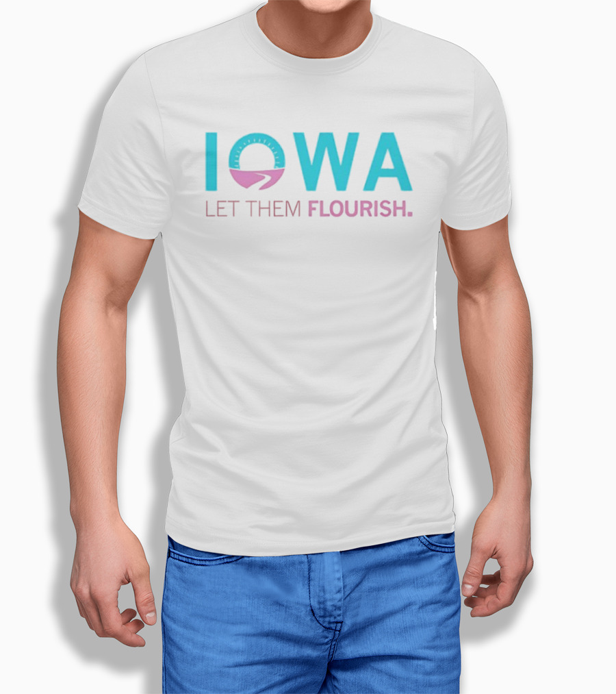 Iowa Let Them Flourish Pink Blue Circular Arrow T-Shirt