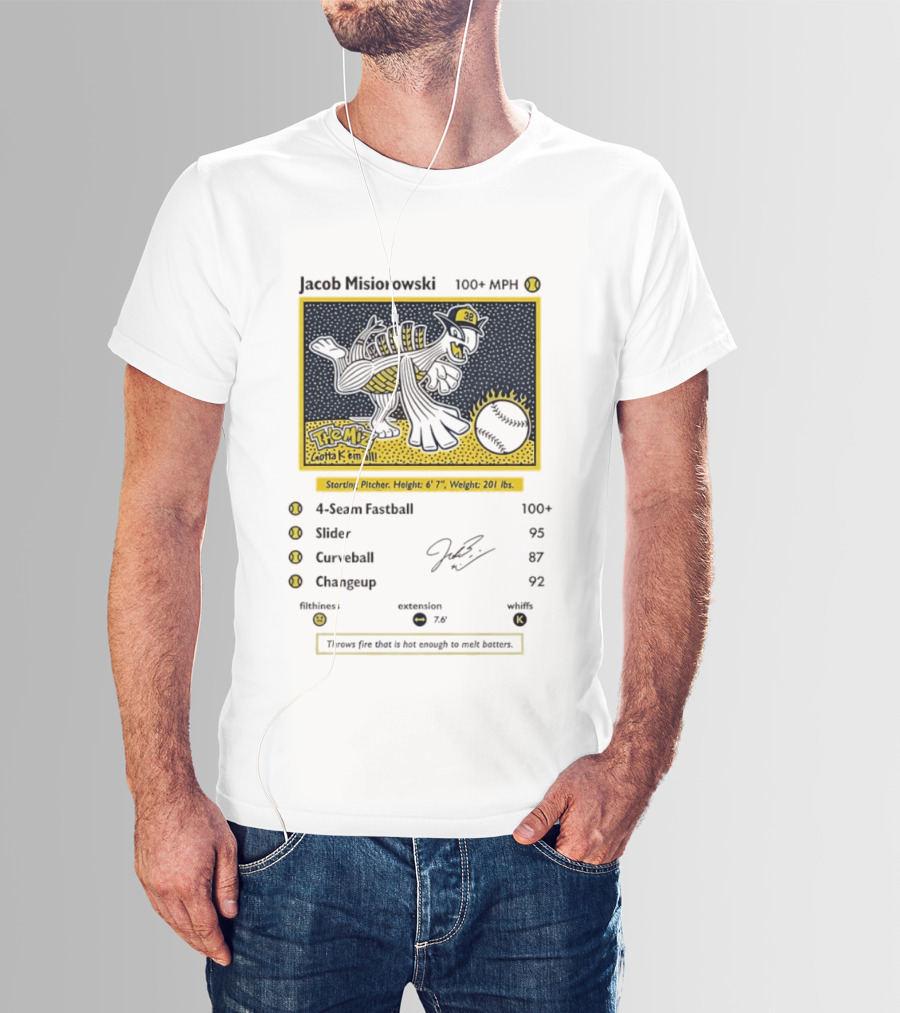 Jacob Misiorowski Milwaukee Brewers The Miz 100+ MPH Fastball Card T-Shirt