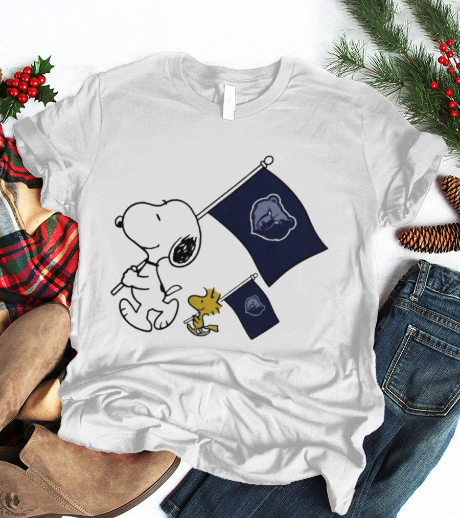 Memphis Grizzlies Snoopy Woodstock NBA Flags Basketball Team T-Shirt