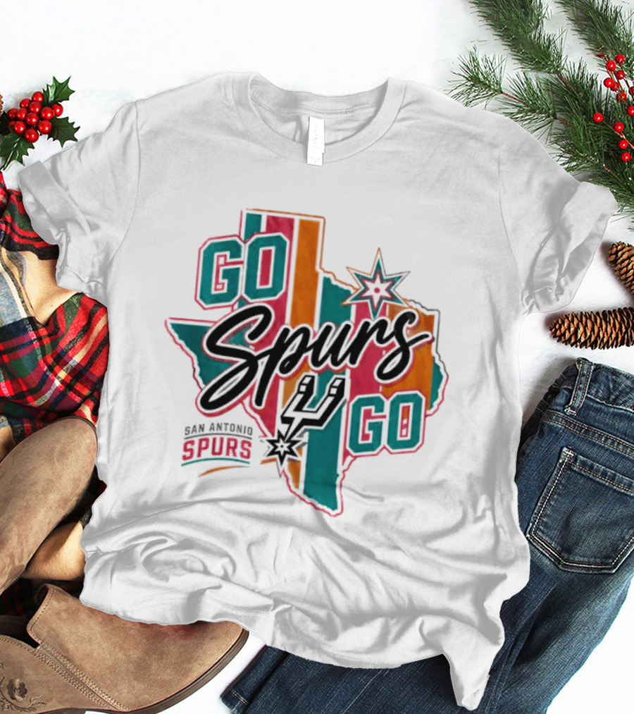 San Antonio Spurs Go Spurs Go Texas Outline NBA Team Spirit T-Shirt