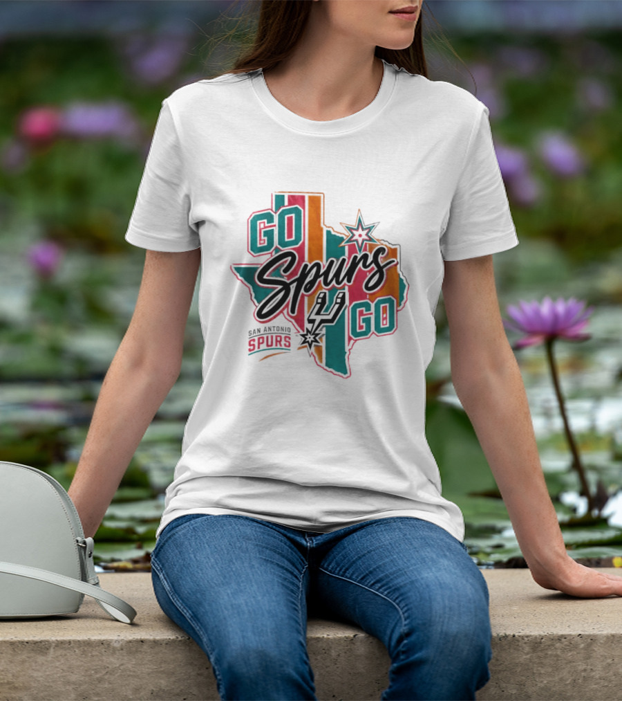 San Antonio Spurs Go Spurs Go Texas Outline NBA Team Spirit T-Shirt