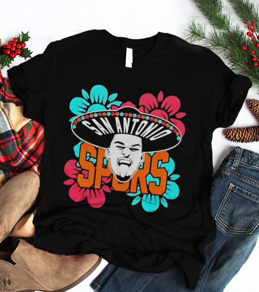 San Antonio Spurs Dejounte Murray Floral Sombrero T-Shirt
