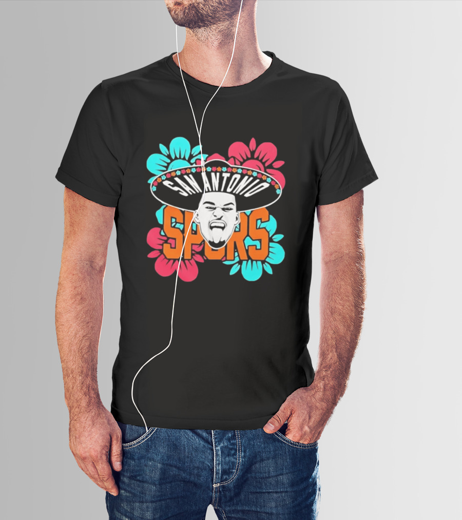San Antonio Spurs Dejounte Murray Floral Sombrero T-Shirt