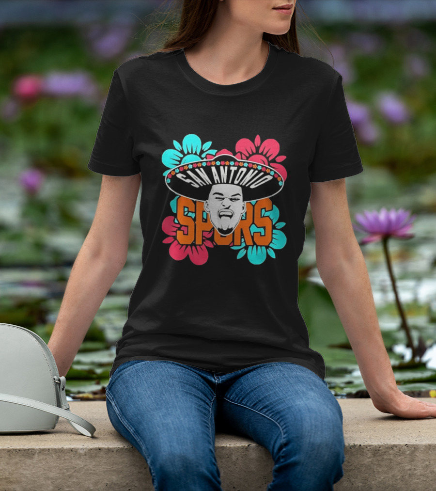 San Antonio Spurs Dejounte Murray Floral Sombrero T-Shirt