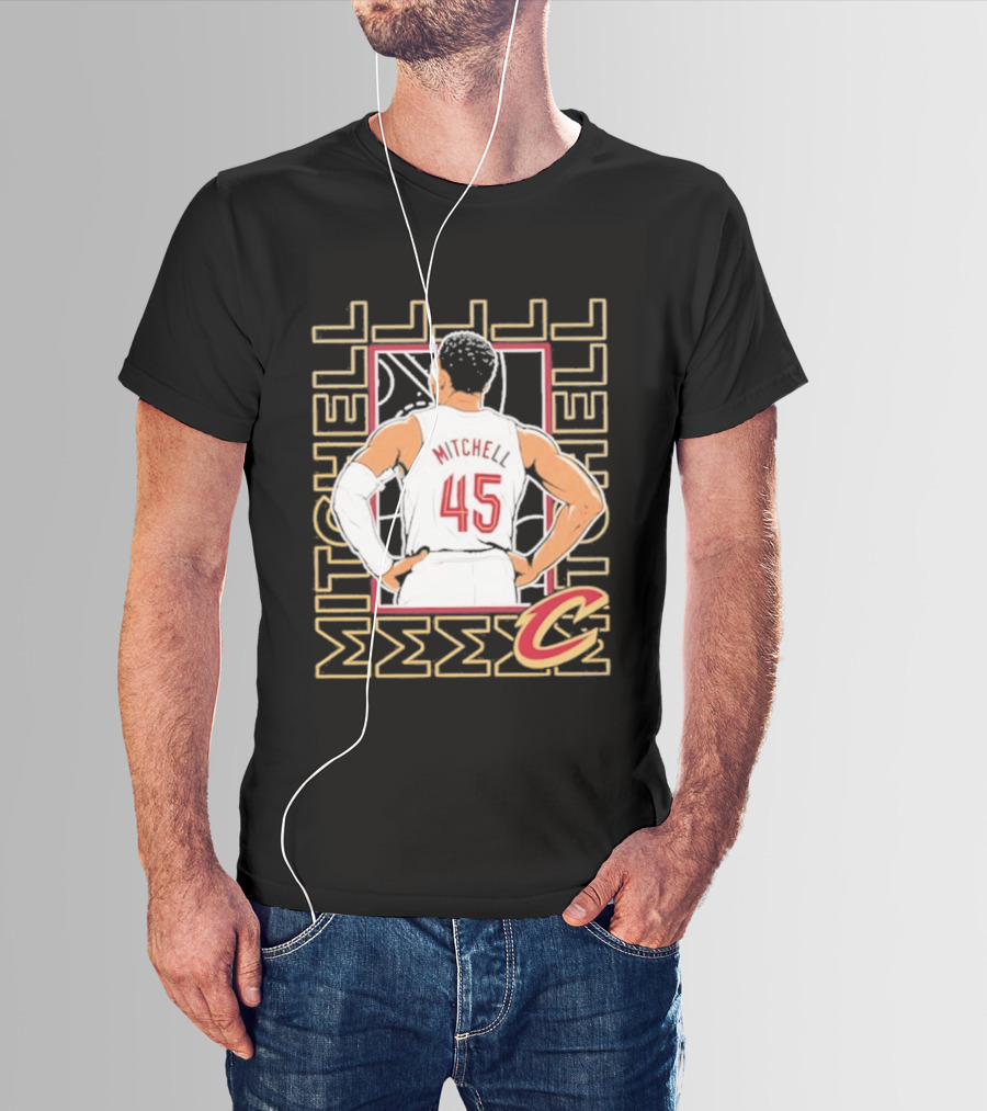 Cleveland Cavaliers Mitchell 45 Basketball Star Pose T-Shirt