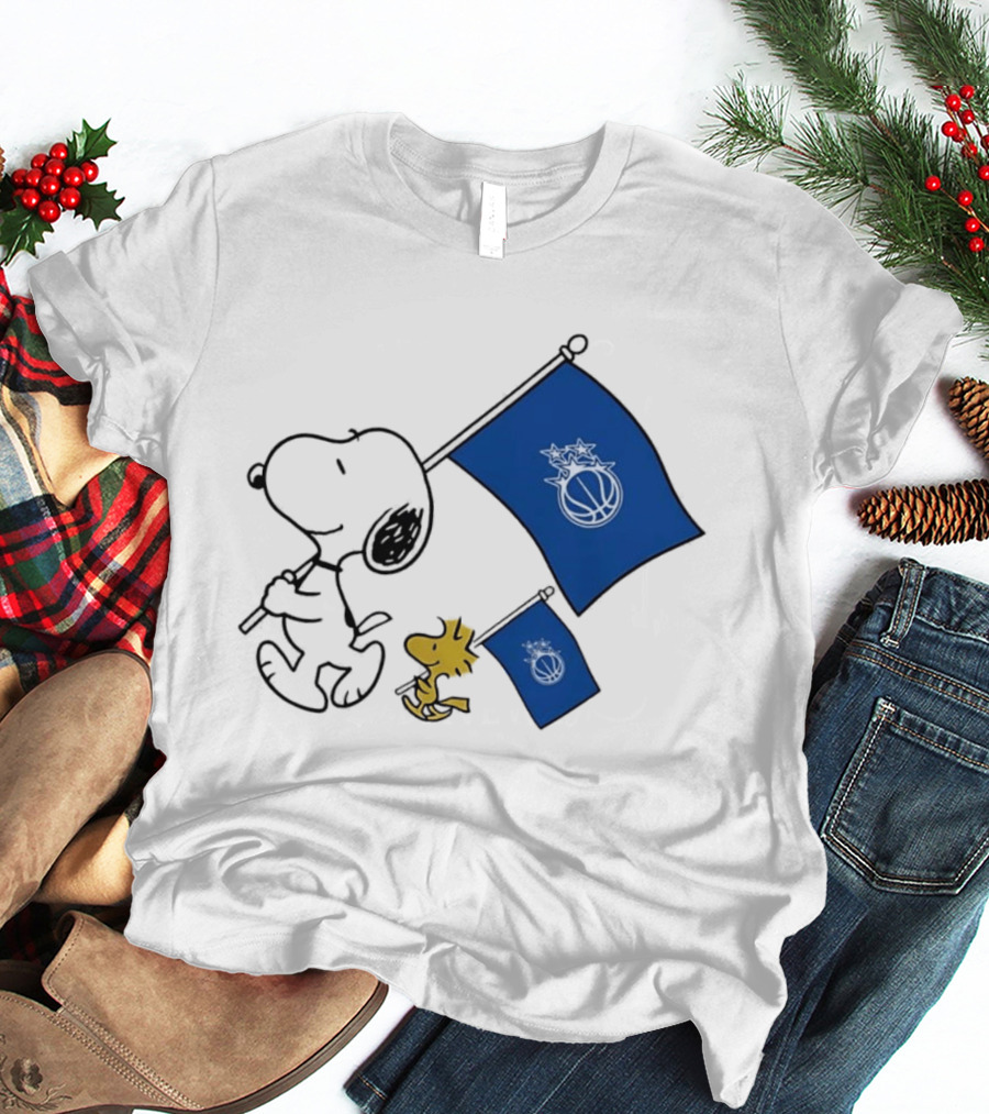 Snoopy And Woodstock Orlando Magic Team Flags Support T-Shirt