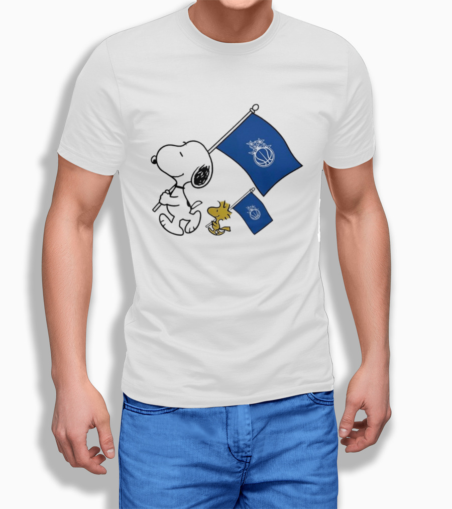 Snoopy And Woodstock Orlando Magic Team Flags Support T-Shirt