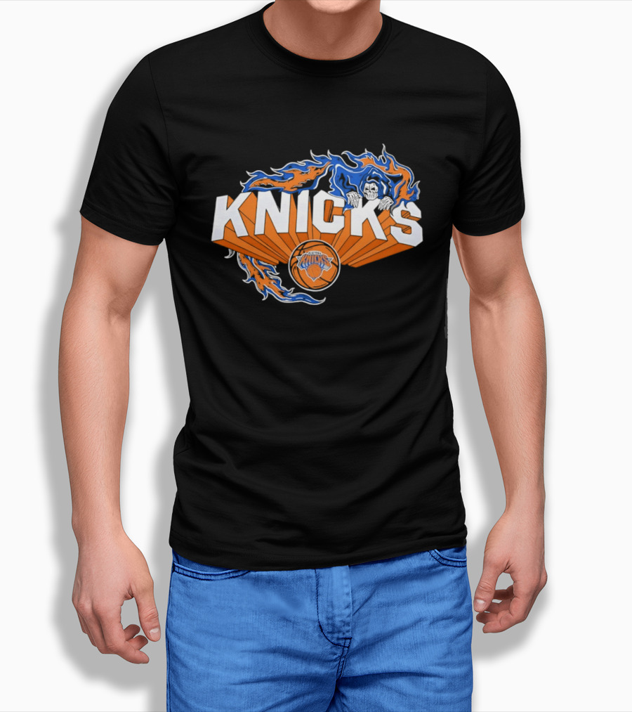 Knicks Basketball Team Flame Graphic New York Knicks NBA T-Shirt