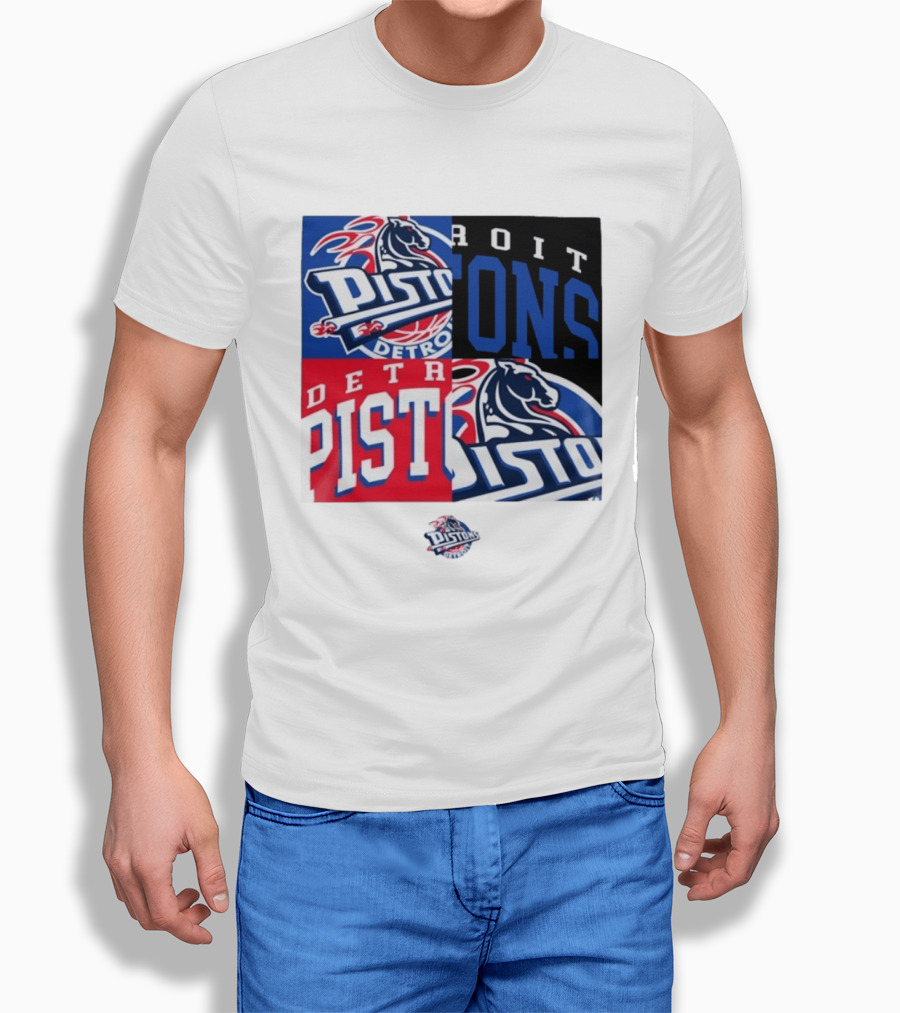 Detroit Pistons New Era Block PISTONS DETROIT Basketball T-Shirt