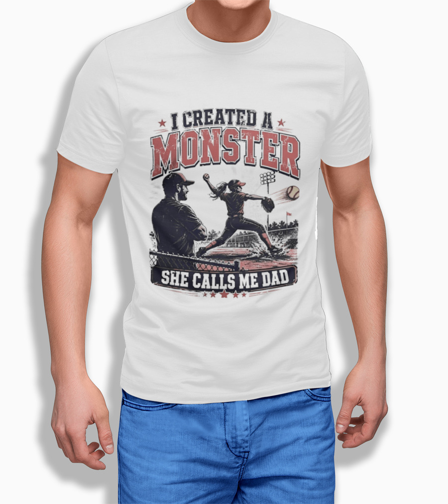 Fastpitch Softball She Calls Me Dad I Created A Monster T-Shirt