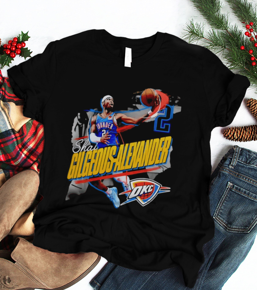 Shai Gilgeous Alexander Oklahoma City Thunder NBA OKC Blue Jersey Number 2 T-Shirt