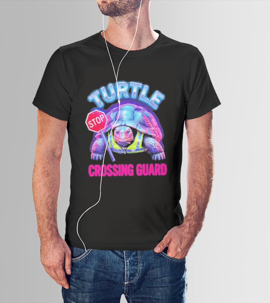 Turtle Stop Crossing Guard Neon Vibe T-Shirt