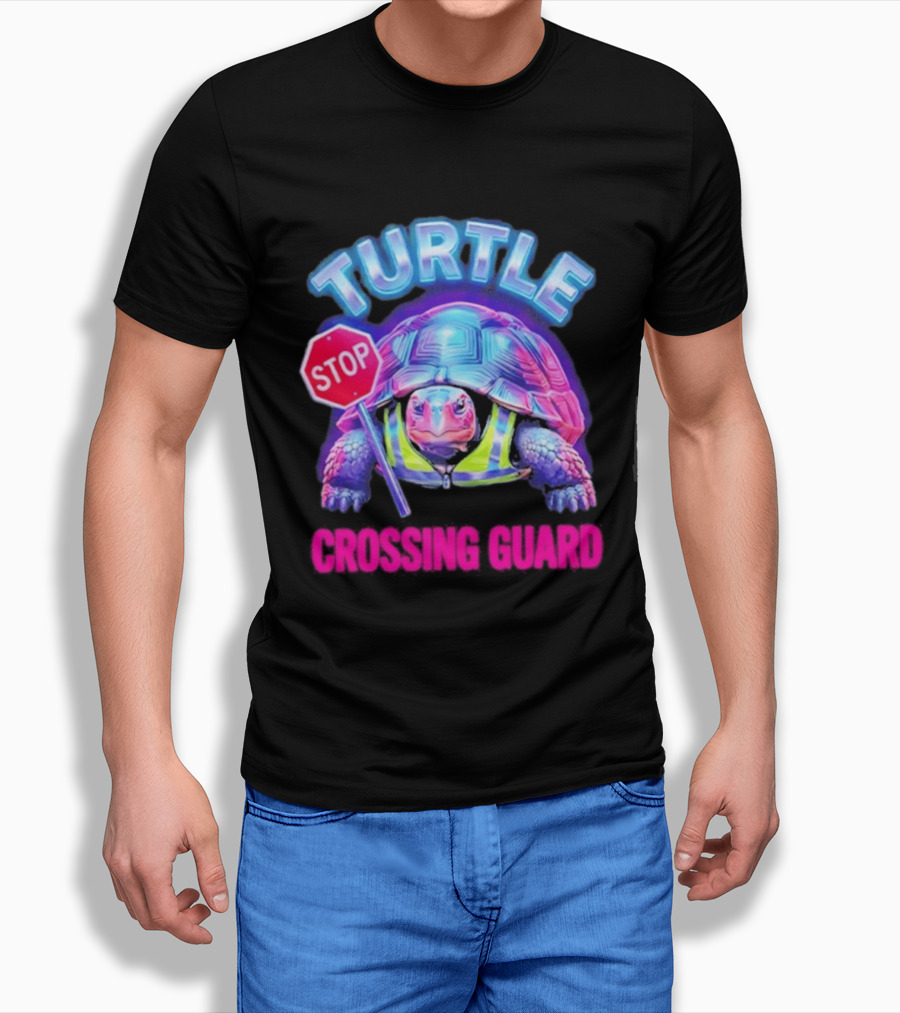 Turtle Stop Crossing Guard Neon Vibe T-Shirt