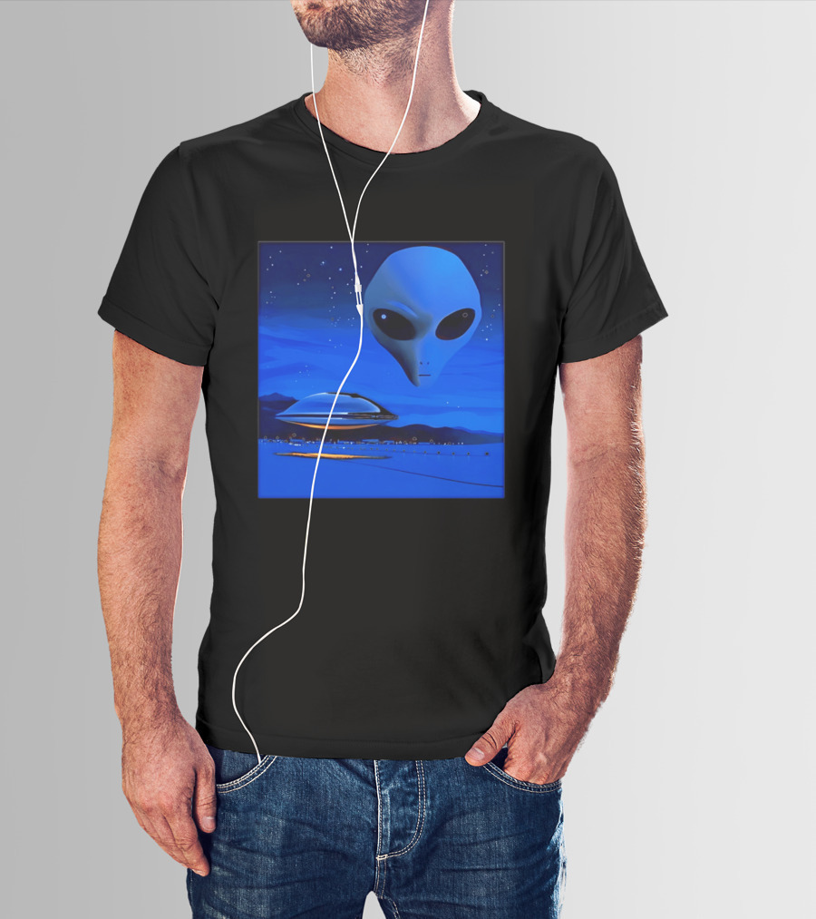 Aline UFO Portrait Night Sky Scene T-Shirt