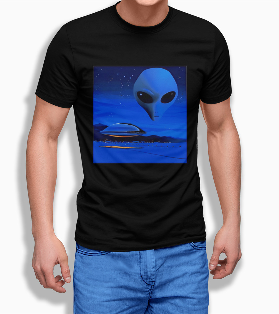Aline UFO Portrait Night Sky Scene T-Shirt