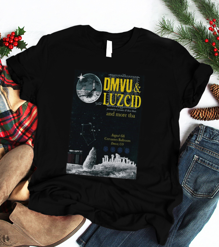 DMVU LUZCID August 6th Cervantes Ballroom Denver CO Lunar Lighthouse Constellation T-Shirt