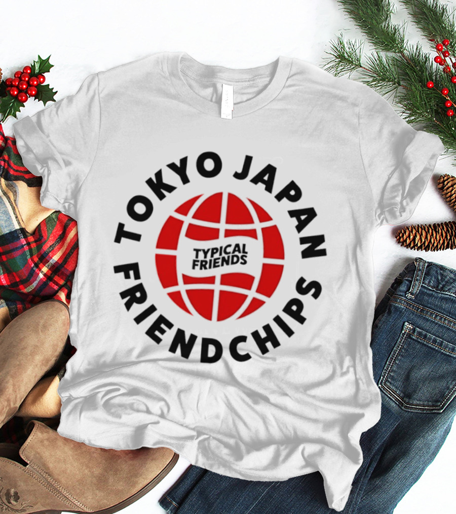 Tokyo Japan Friendchips Typical Friends Red Globe T-Shirt