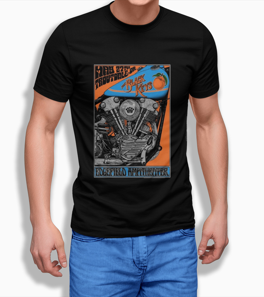 May 27 Troutdale OR The Black Keys Motorcycle Edgefield Amphitheater T-Shirt