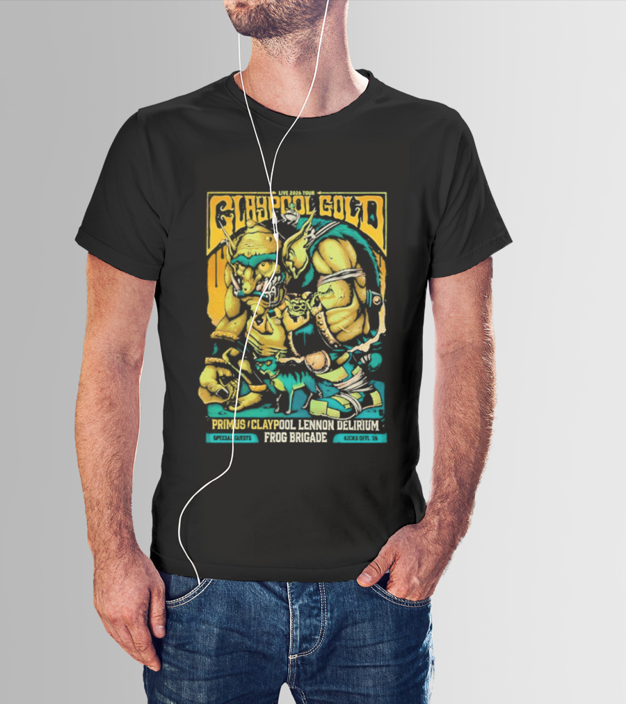 Primus Claypool Lennon Delirium Frog Brigade Crypto Gold Monster T-Shirt