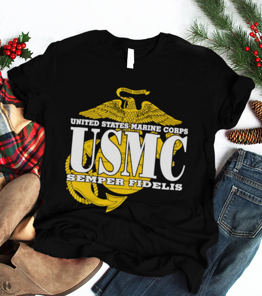 United States Marine Corps USMC Semper Fidelis Eagle Globe Anchor T-Shirt