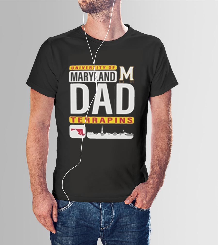University Of Maryland Terrapins Dad With State Outline And Script T-Shirt
