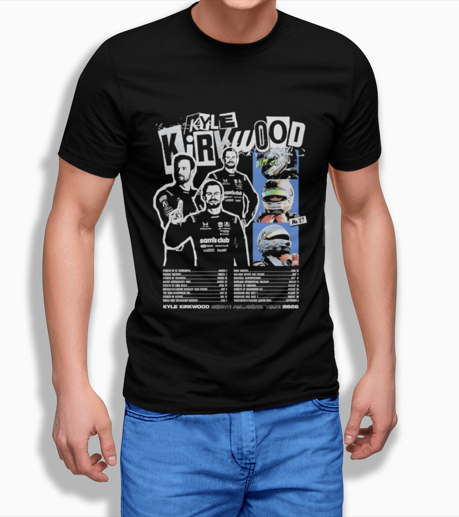 Kyle Kirkwood North American Tour 2026 Racing Helmet And Driver Poses T-Shirt