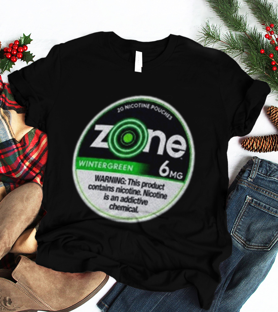 20 Nicotine Pouches Zone Wintergreen 6mg Warning Contains Nicotine T-Shirt