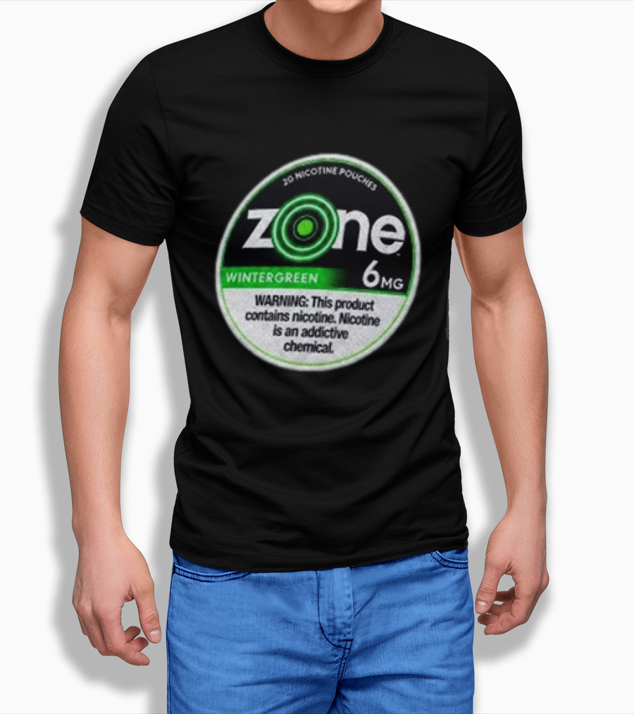 20 Nicotine Pouches Zone Wintergreen 6mg Warning Contains Nicotine T-Shirt