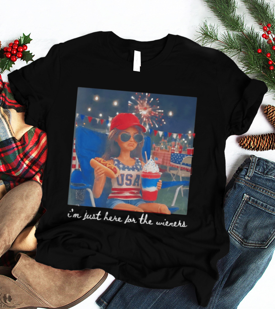 USA Barbie Doll I'm Just Here For The Wieners 4th Of July Celebration 2026 T-Shirt