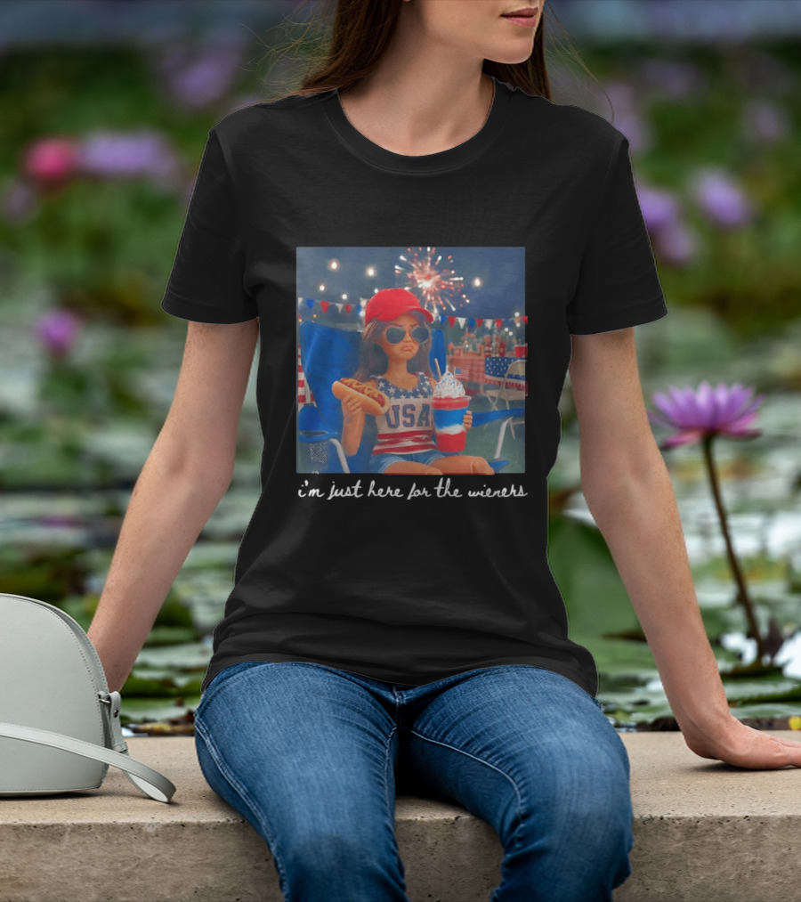 USA Barbie Doll I'm Just Here For The Wieners 4th Of July Celebration 2026 T-Shirt