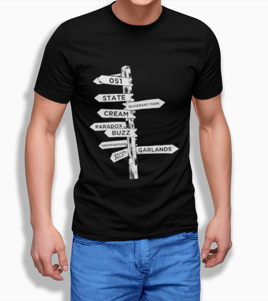 Music Matters Clubland 051 State Quadrant Park Cream Para Dox Buzz Underground Society Garlands T-Shirt