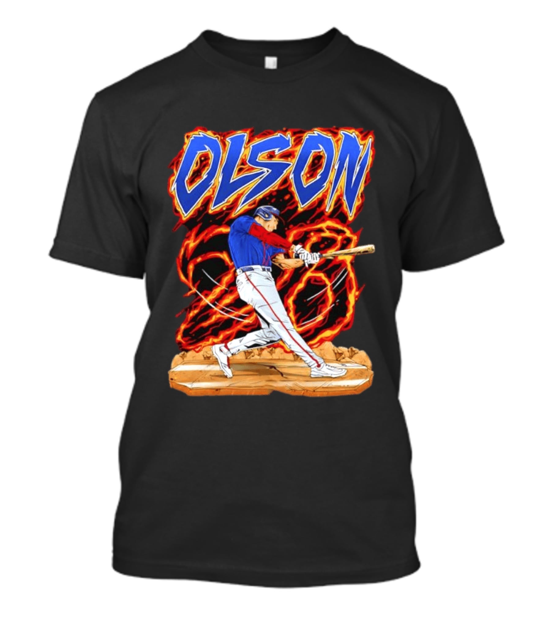 Olson Baseball Player Batting With Intense Flame T-Shirt