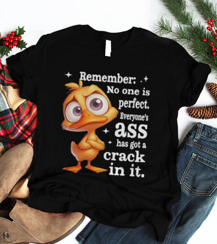 Remember No One Is Perfect Funny Duck Everyone's Ass Has Got A Crack In It T-Shirt