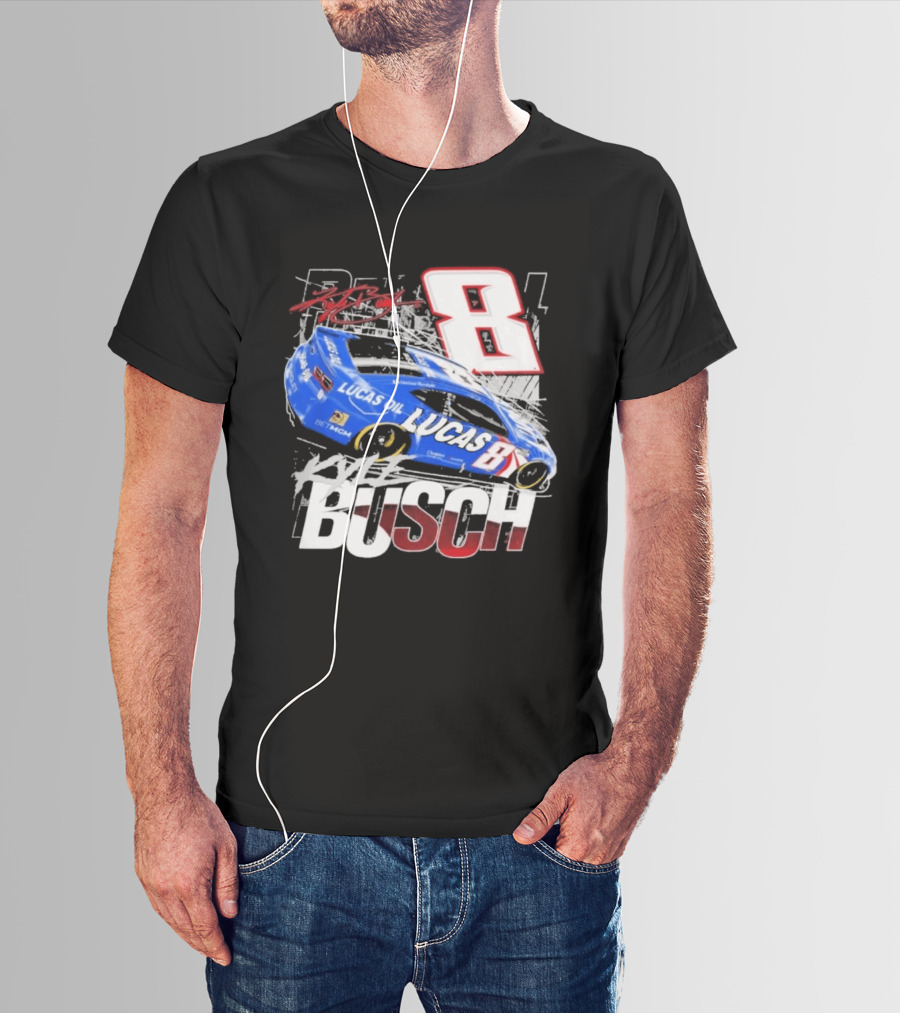 Kyle Busch Lucas Oil #8 Racing Car Red 2 Spot T-Shirt
