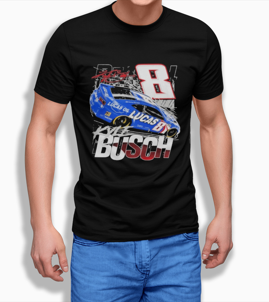 Kyle Busch Lucas Oil #8 Racing Car Red 2 Spot T-Shirt