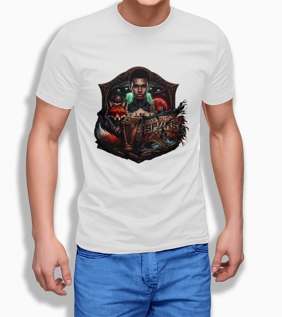San Antonio Spurs Alien Wemby Space Hoops Comic Skyline Texas Basketball 2026 Fox T-Shirt