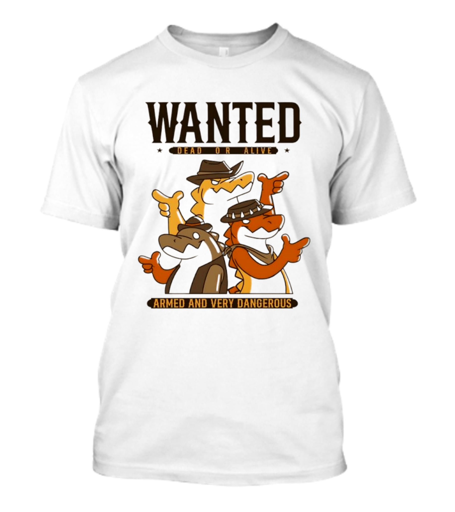 Wanted Dead Or Alive Alligator Cowboy Trio Armed And Very Dangerous T-Shirt