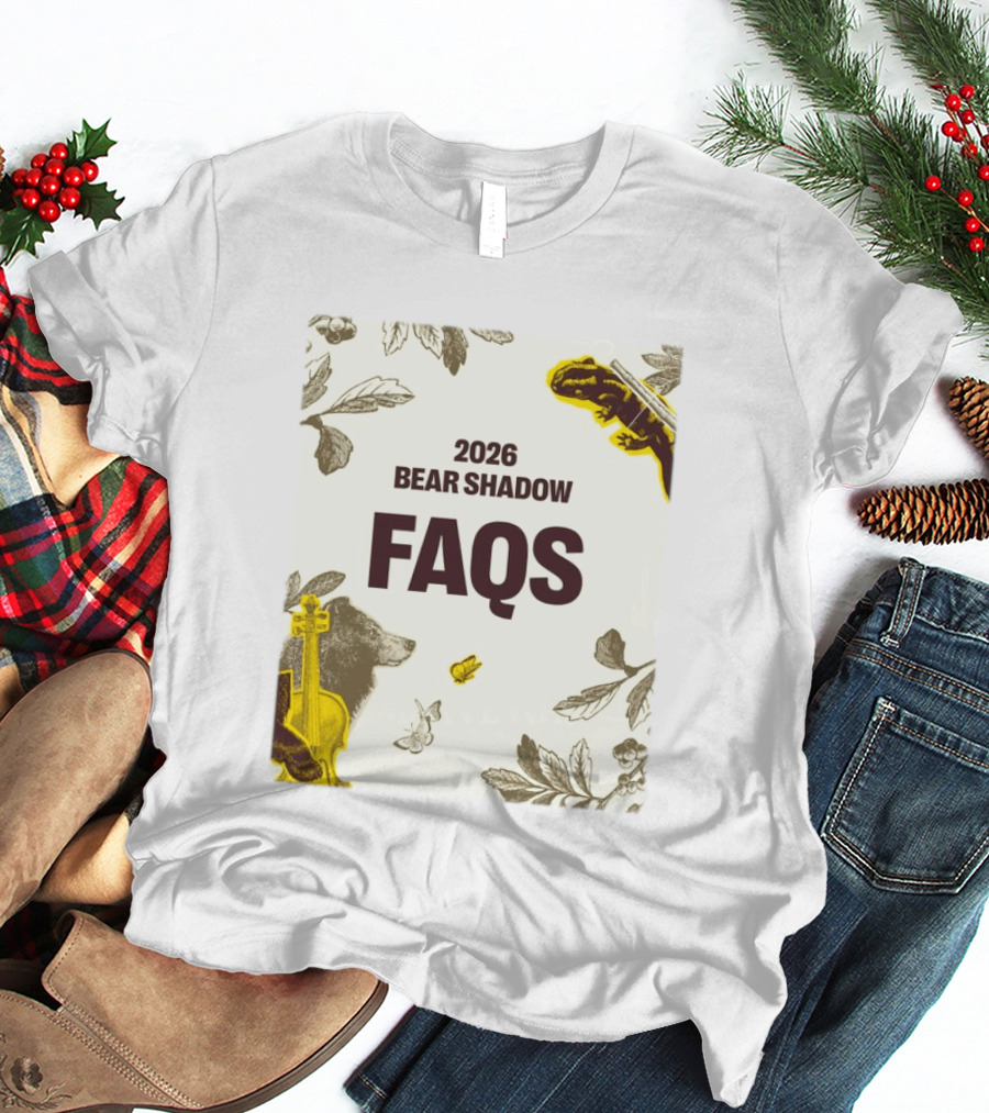 2026 Bear Shadow FAQs Music Festival Forest Animals Instruments T-Shirt