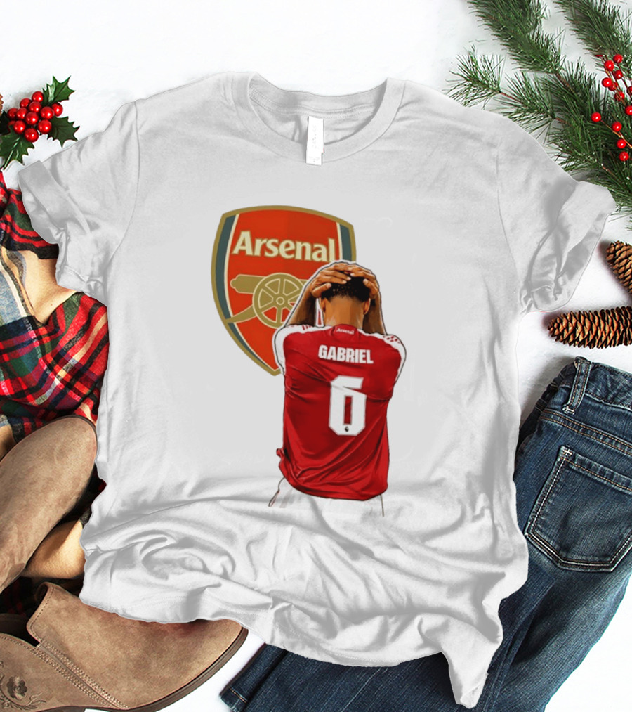 Gabriel Magalhaes Arsenal Jersey Number 6 Premier League T-Shirt