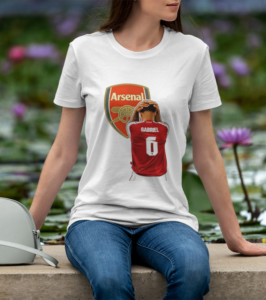 Gabriel Magalhaes Arsenal Jersey Number 6 Premier League T-Shirt