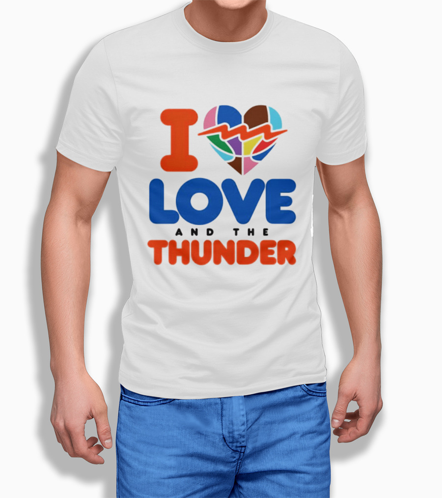 I Love Thunder Heart Color Block T-Shirt