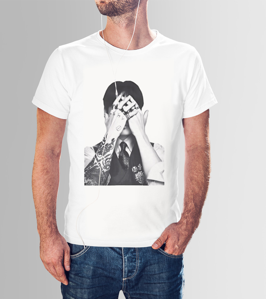 Jungkook BTS Tattoo Hands Rings Black And White Aesthetic T-Shirt