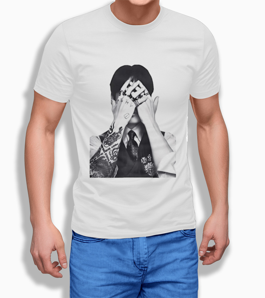 Jungkook BTS Tattoo Hands Rings Black And White Aesthetic T-Shirt