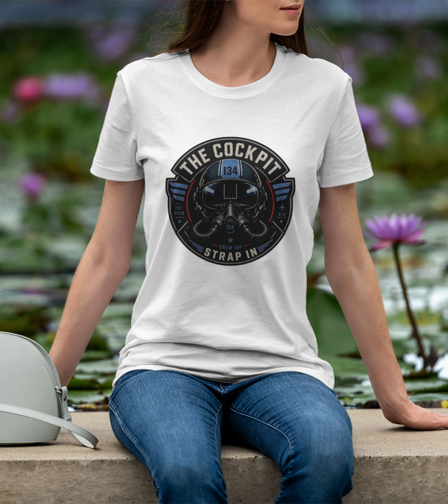 The Cockpit Strap In Crew 134 Football Helmet Est 2026 134 614 T-Shirt